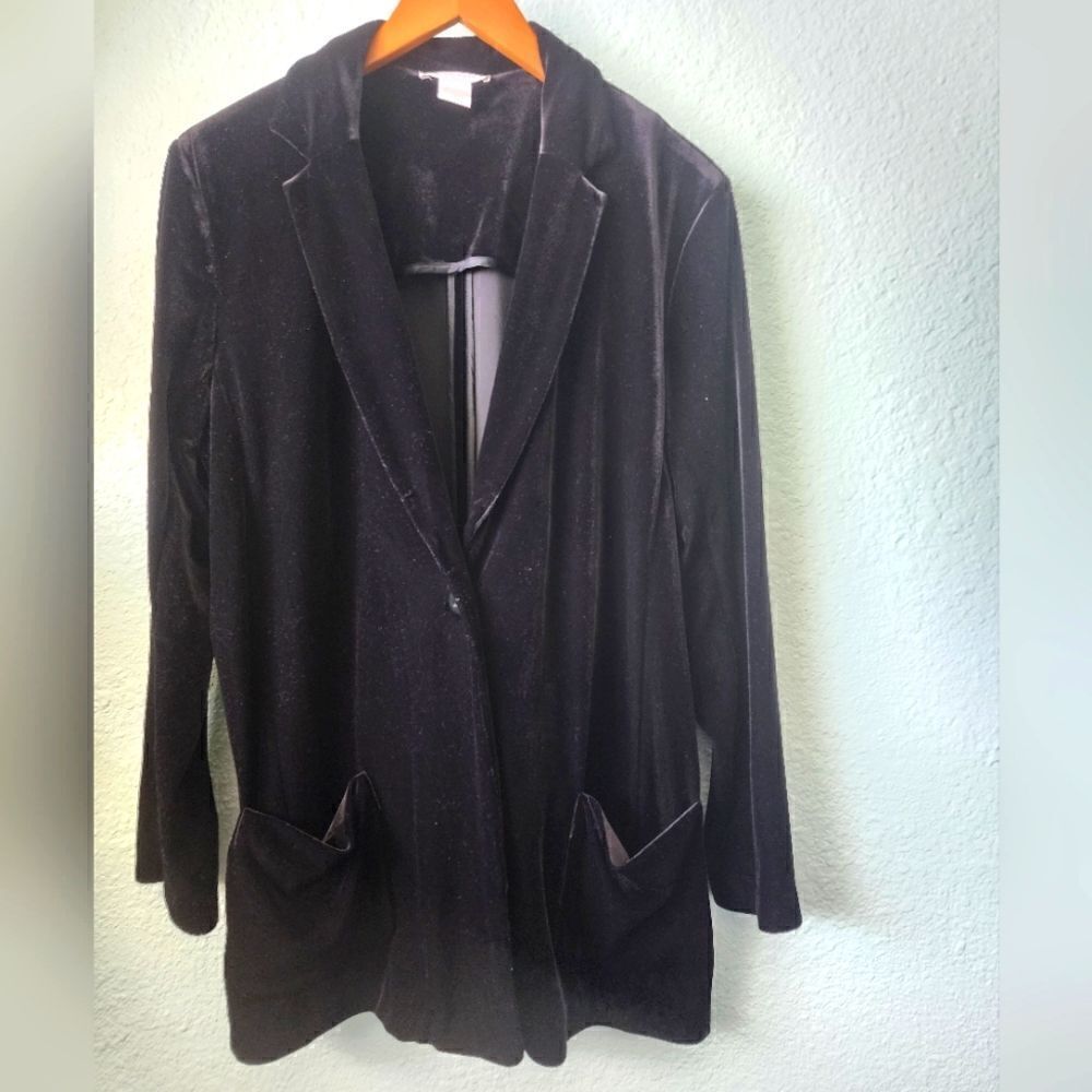 Joan Vass velvet button front blazer jacket